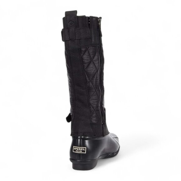 Sperry Women's Size 8.5 Black Saltwater Tall Nylon Quilt Buckle Rain Duck Boot - Picture 10 of 16